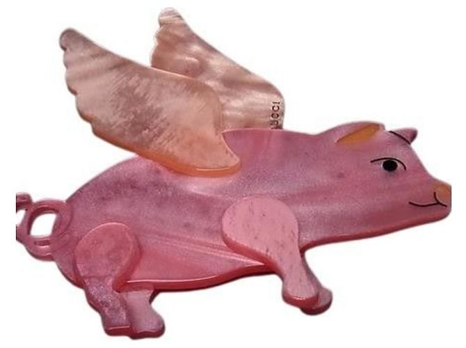 GUCCI Flying Pig Brosche Pink
