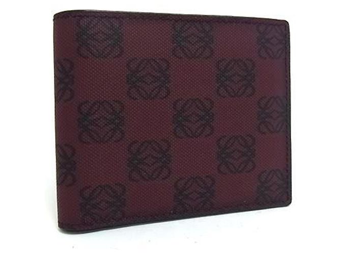 Cartera Bifold para Monedas Loewe Anagram Negro Burdeos
