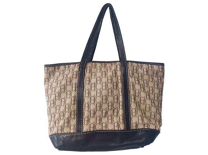 Carolina Herrera Mala Tote CH Monogram Marrom Bege