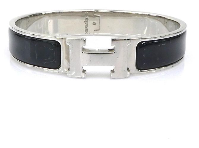Clic H Hermès Hermes Clic Clack Bangle Bracelet Black Silvery