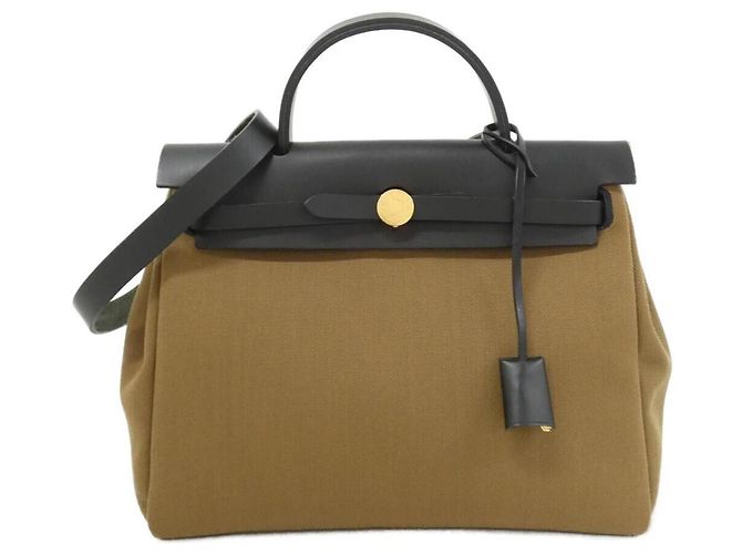 Hermès Hermes Air Zip Handtasche Braun Schwarz