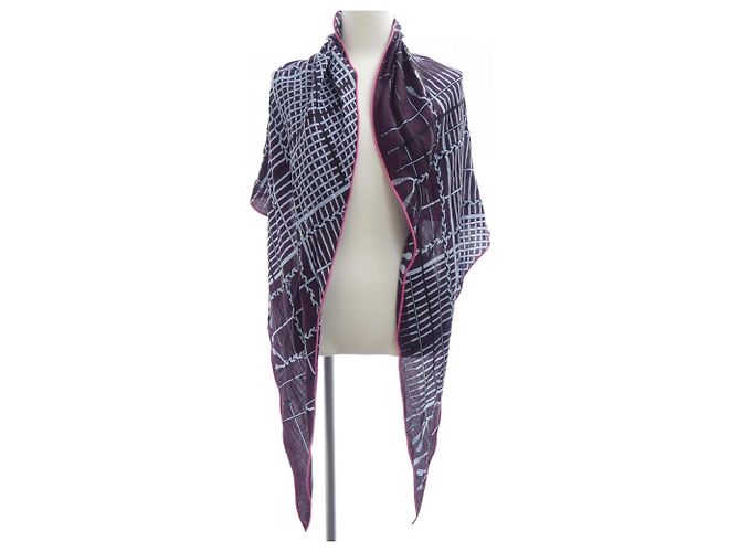 Sciarpa Losange Hermès in Seta e Cashmere Blu Viola Porpora