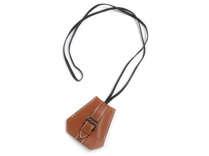 Hermès Colar Hermes HERMES Clochette Marrom Preto Prata