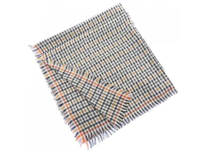 Hermès Hermes H Ecosé Schal/Stola Weiß Orange Khaki