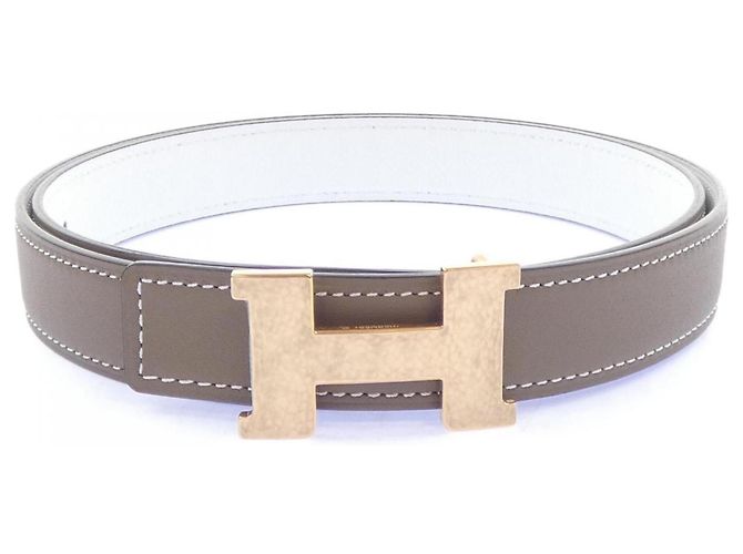 Hermès Hermes H Maretray 24mm Reversible Belt Brown White