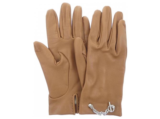 Hermès Luvas Hermes Bonnie Chaine d'Ancre Warm Marrom