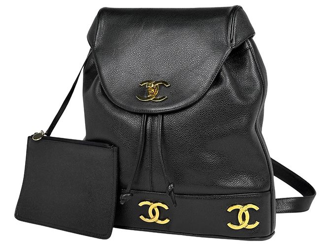 Zaino Chanel nero in vitello grana