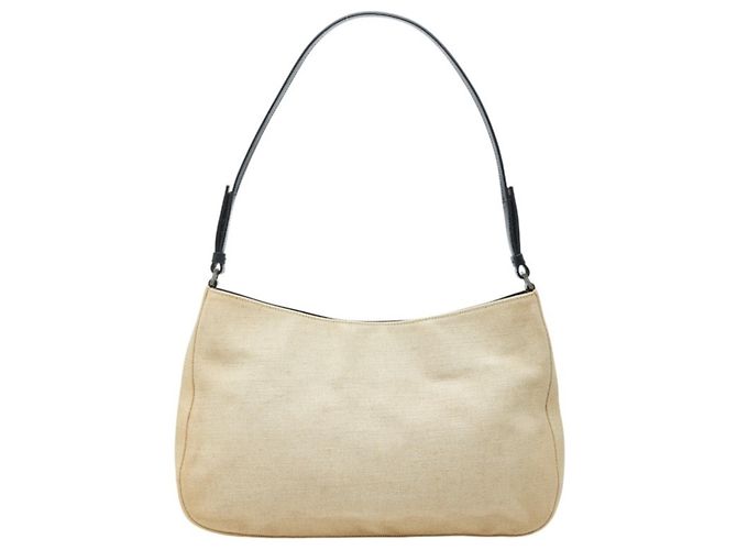 Borsa monospalla Prada con placca logo Triangle Beige