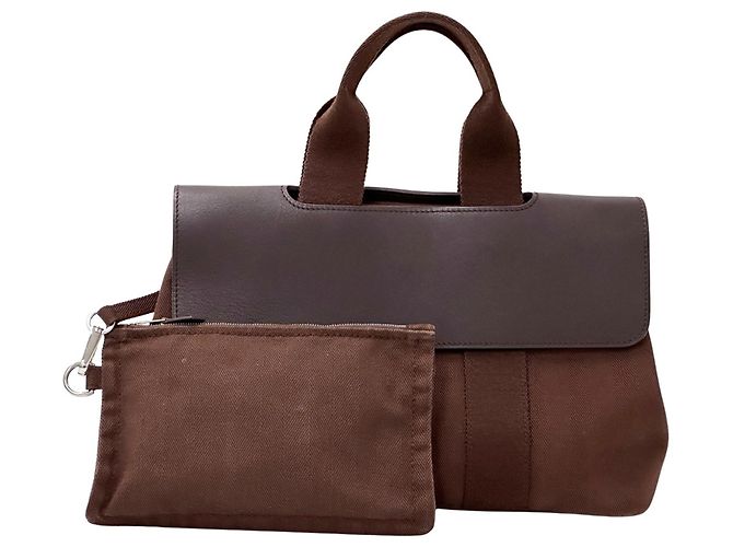 Hermès Sac à main Hermes Valparaiso PM Canvas Marron Blanc