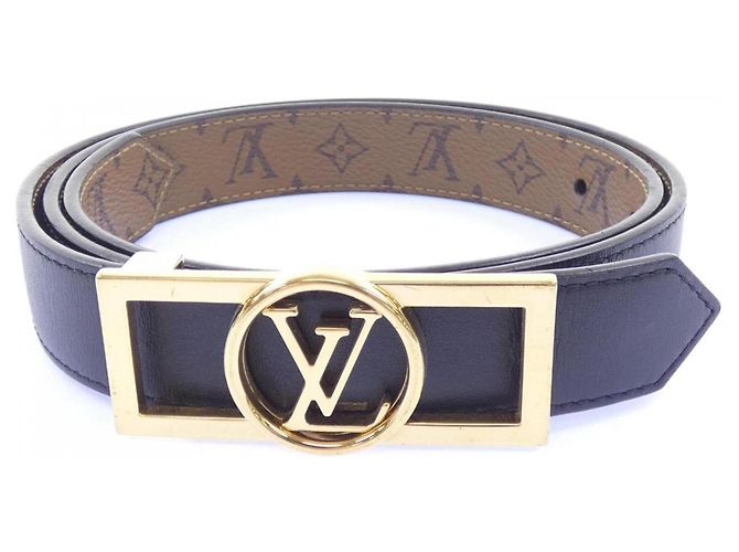 Cinto Reversível Louis Vuitton Dauphine 25mm Marrom Preto