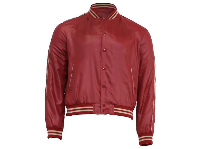 Céline Celine Teddy College Bomberjacke aus burgunderrotem Polyester Bordeaux