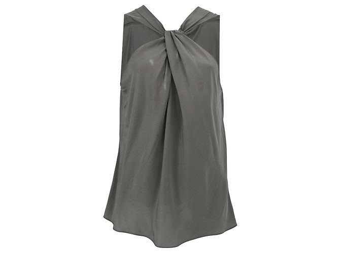 Blusa Theory de gola halter torcida em seda cinza