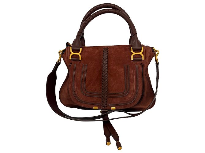 Sac à main Chloé Marcie Medium en daim marron Imprimé python