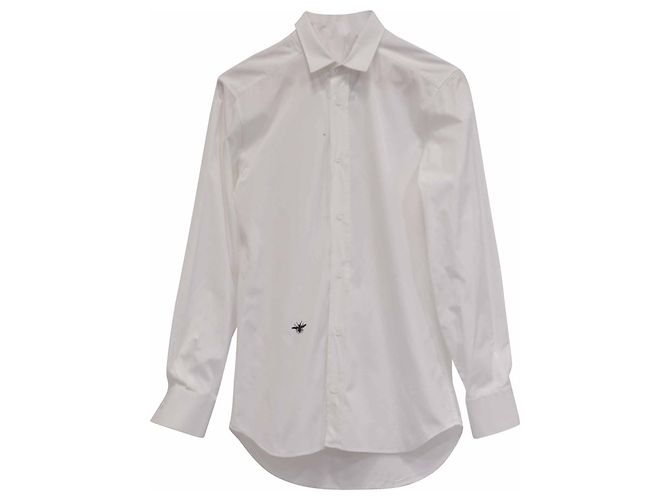 Camisa Dior con bordado de abeja en algodón blanco Crudo