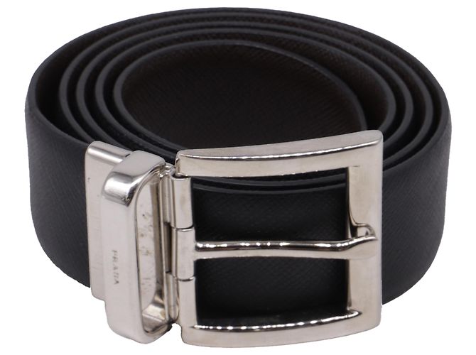 Prada Reversible Belt in Black Saffiano Leather