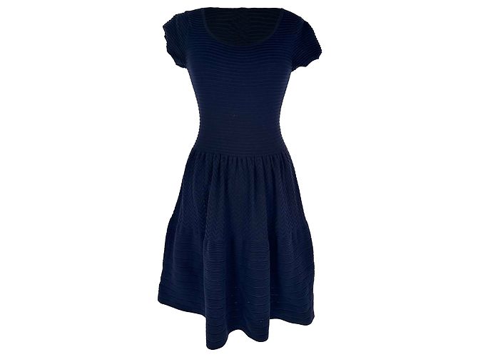 Mini abito Sandro con scollo rotondo in cotone blu navy