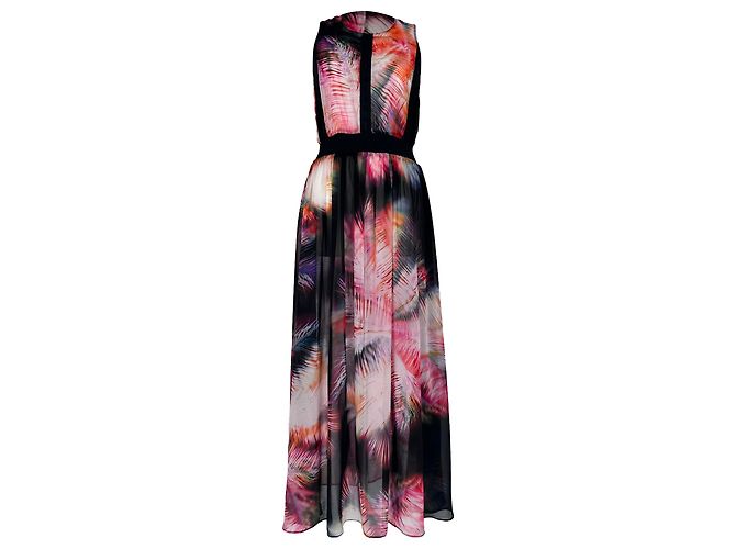 Sandro Midi-Kleid mit Blumenprint aus schwarzem Polyester