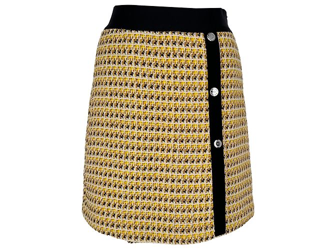 Maje Tweed-Pattern Minirock aus gelbem Polyester