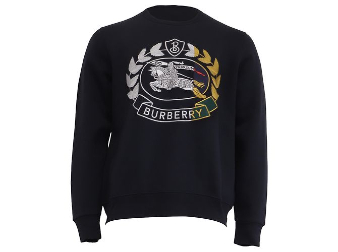 Burberry Renshaw bestickter Sweatshirt aus dunkelblauer Baumwolle Marineblau