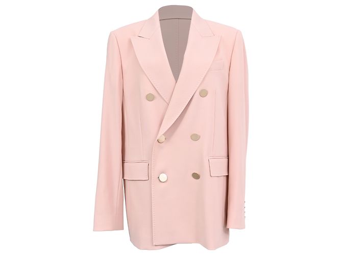 Max Mara Studio Double-Breasted Blazer in Pink Wool