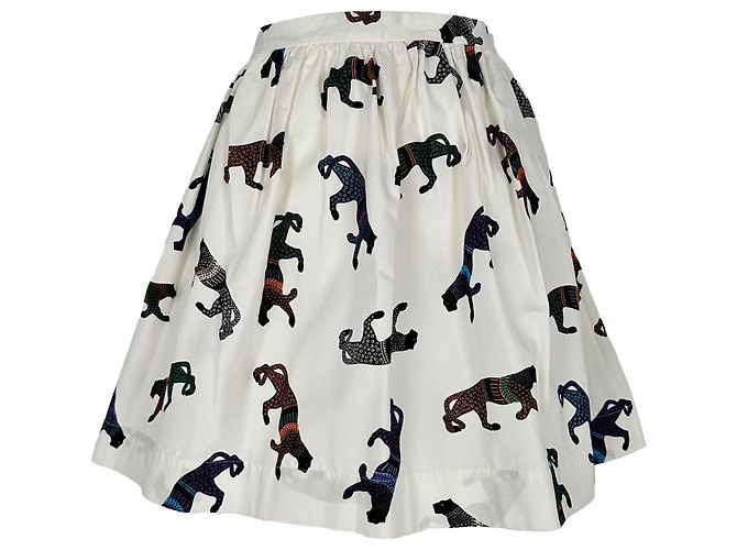 MSGM Graphic Print Skirt in White Polyester Multiple colors