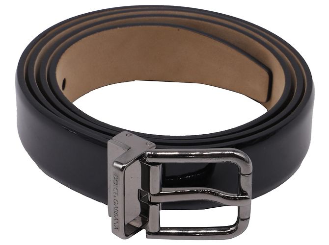 Cintura classica con fibbia Dolce & Gabbana in pelle nera Nero