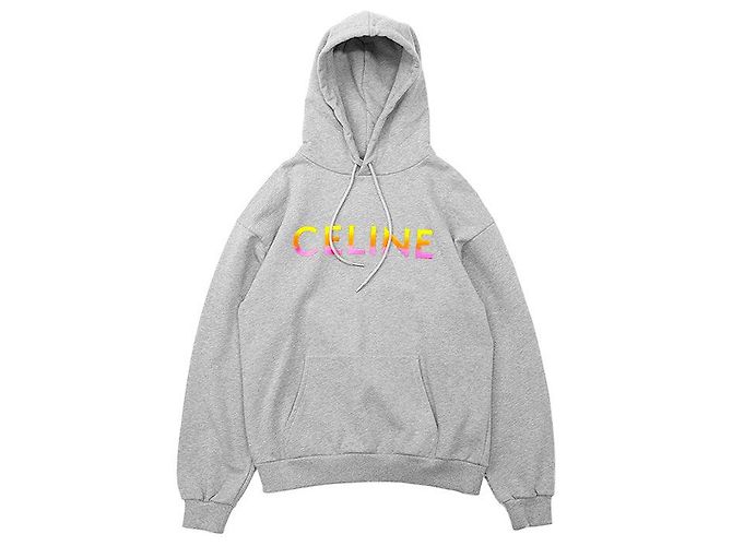 Céline Celine French Terry Hoodie mit Gradienten-Logo-Print Braun