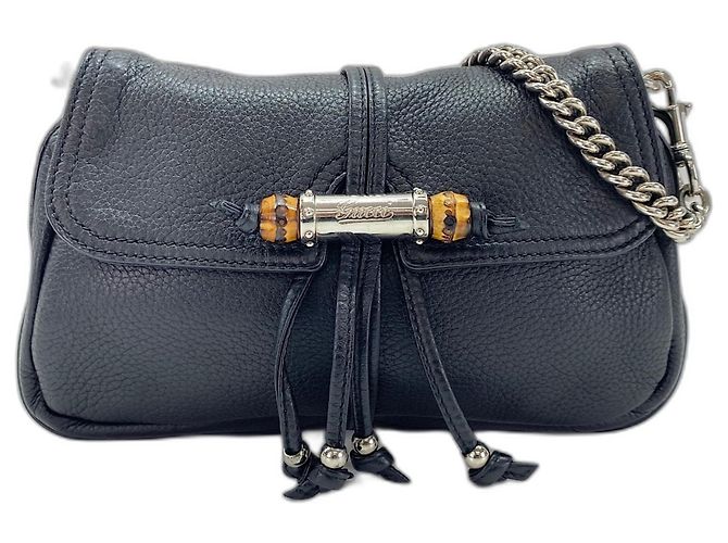 Borsa a tracolla Gucci Bamboo in nero