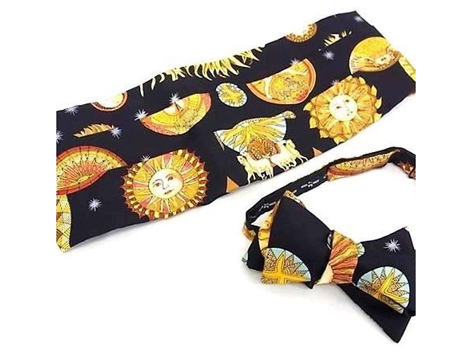 Hermès HERMES LE ROY SOLEIL (Sun King) Cummerbund and Bow Tie Set Black Multiple colors Yellow