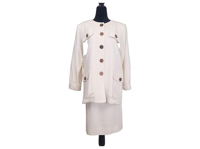 Conjunto de saia branco Yves Saint Laurent Variation em viscose