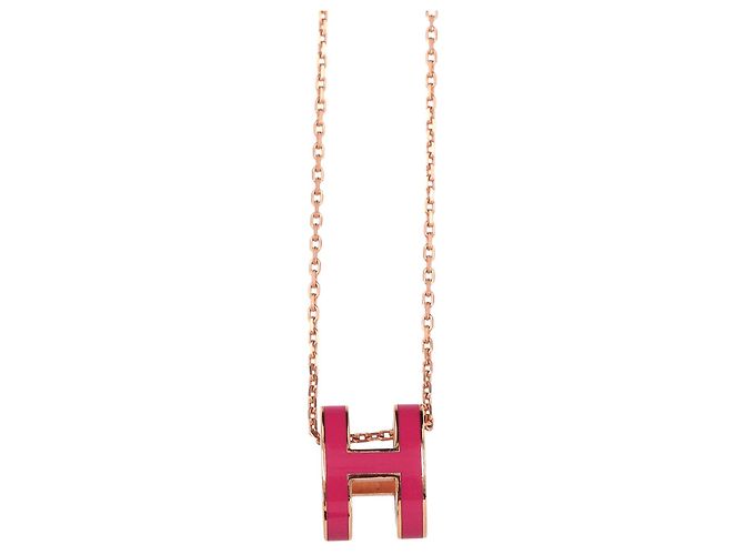 Hermès Collar Hermes Pop H en Rose Extreme Pink Gold Rosa Dorado