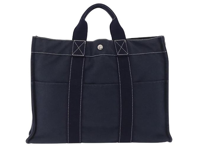 Hermès Hermes Fourre Tout Tote Canvas MM Blu navy