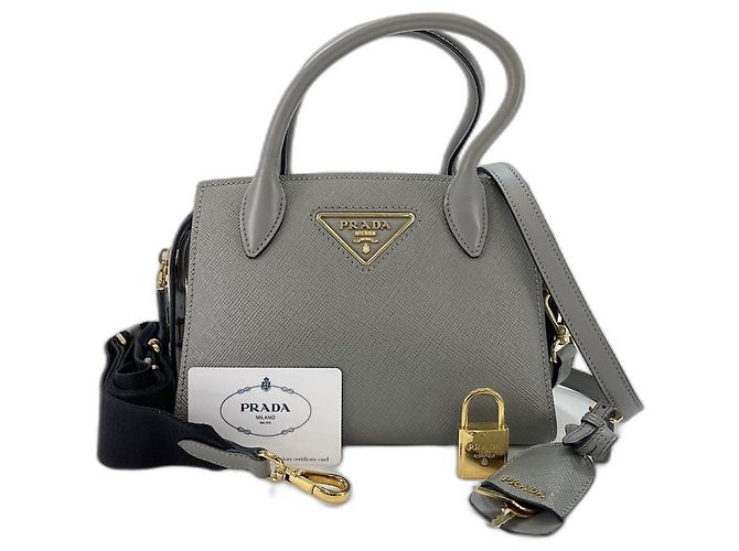 Bolsa de Ombro Prada Cinza Marrom