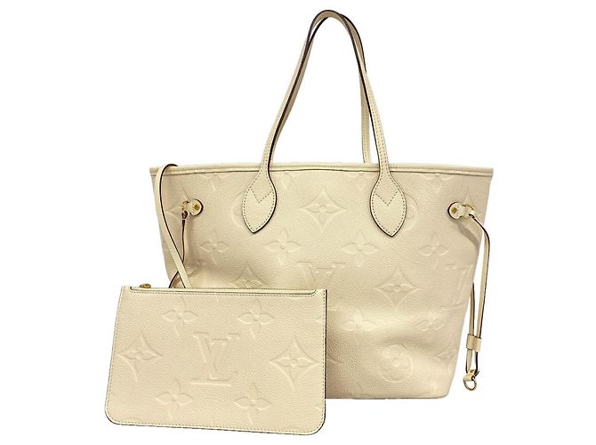 Sac cabas Louis Vuitton Monogram Empreinte Neverfull MM Écru