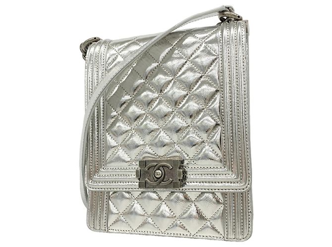 Borsa a tracolla Chanel Boy Chain in argento