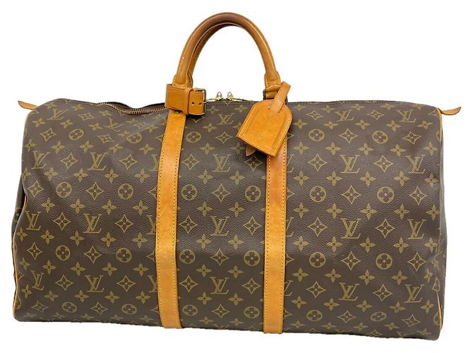 Borsa Louis Vuitton Boston Monogram Keepall 55 Marrone