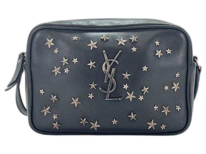 Borsa a tracolla Yves Saint Laurent Lou con nappe e borchie Nero