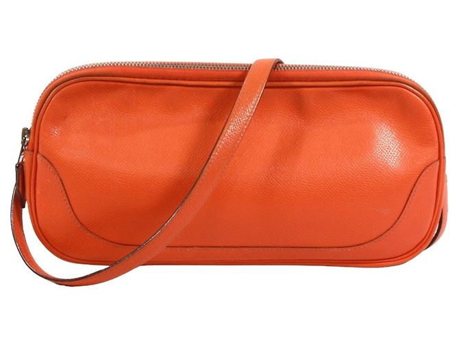 Hermès Bolsa Shoulder Pouch Hermes em couro Epsom Orange Laranja