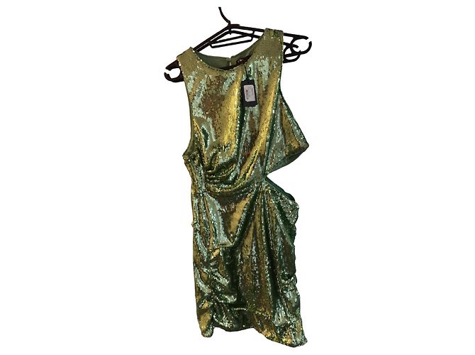 Maje grünes Paillettenkleid ärmellos