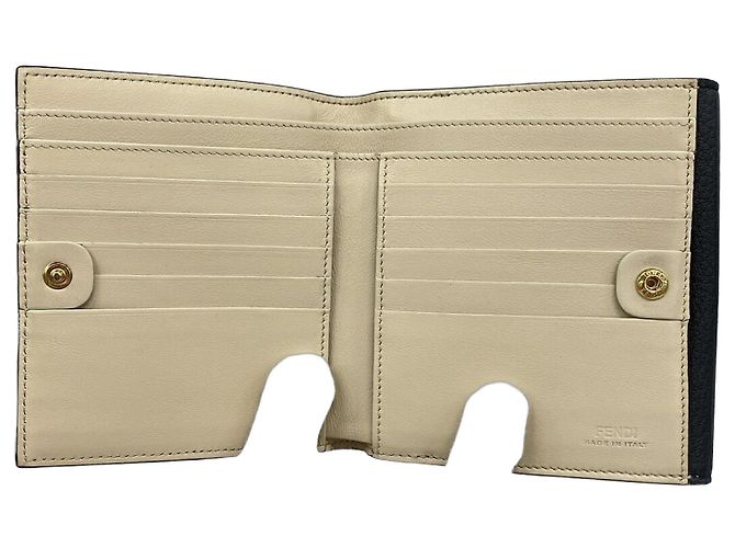 Fendi Black Leather Tri-fold Wallet
