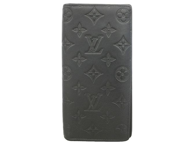 Louis Vuitton Monogram Shadow Portefeuille Brazza Long Wallet Black