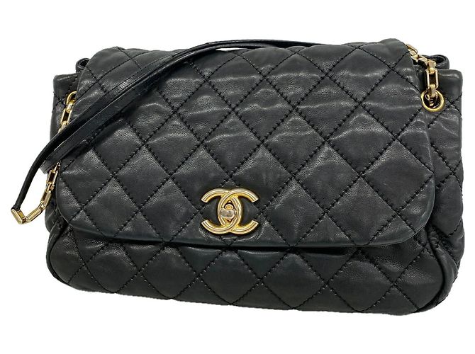 Borsa a tracolla Chanel in pelle nera Nero