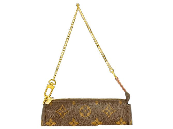 Louis Vuitton Monogram Mini Pochette Accessoires Braun
