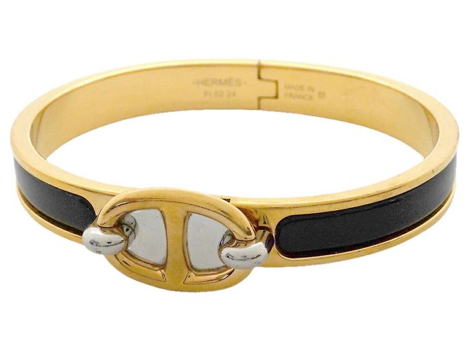 Hermès Hermes Chaine d'Ancre Mini Click Bangle Noir Doré