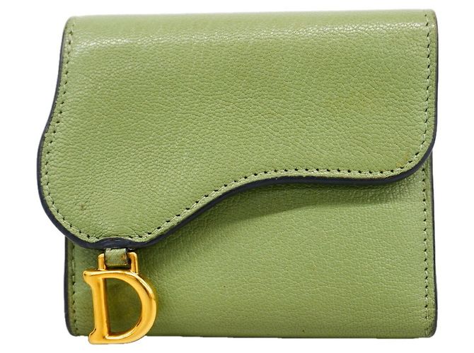 Christian Dior Tri-fold Geldbörse Moosgrün Olivgrün