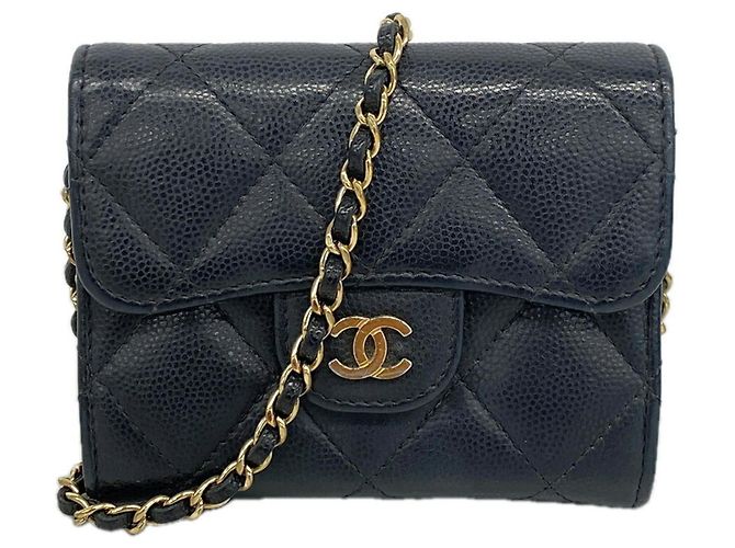 Timeless Chanel Matelassé Schultertasche mit Kette Schwarz