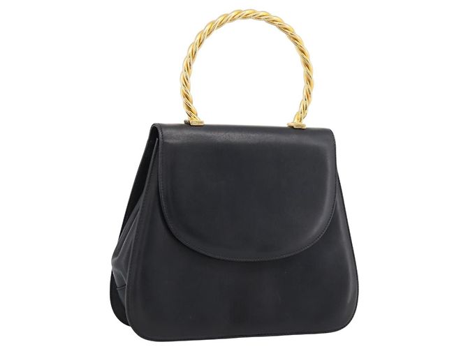 Borsa Salvatore Ferragamo Gancini in pelle nera e oro Auth 196959A Nero D'oro