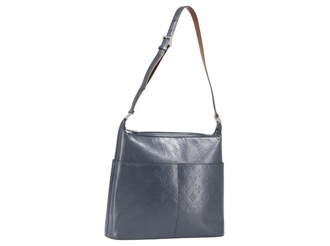 LOUIS VUITTON Monogram Mat Sutter Shoulder Bag Blue M55165 LV Auth BA15117 Azul
