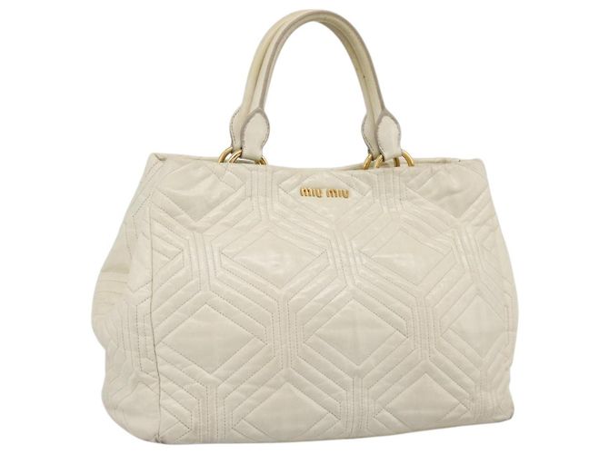 Borsa a mano Miu Miu in pelle Ivory Gold Auth 196961A D'oro Crudo