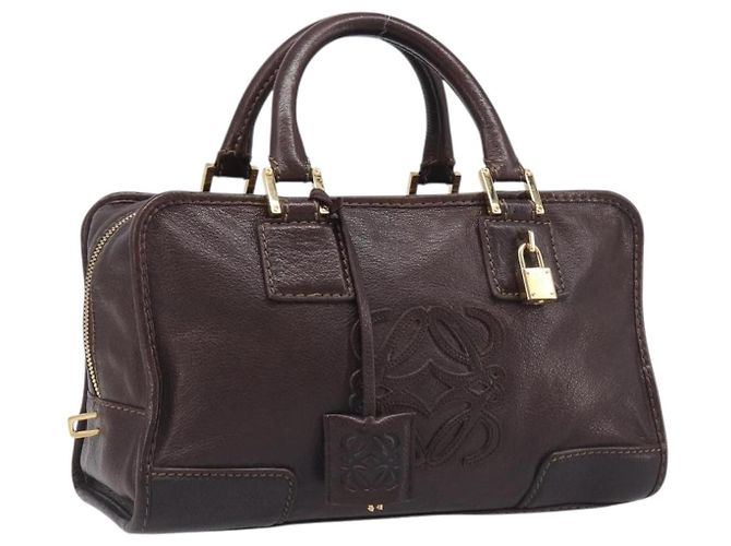 Bolsa de mão LOEWE Amazona 28 em couro marrom dourado Auth yk20728V